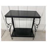 Metal rack with (2) glass shelves 25" x 12.5"...