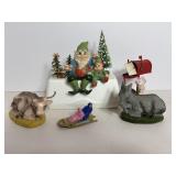 Japan Resin Donkey & Cow, Elf shelf sitter...