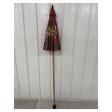 Paint umbrella 44"dia on bamboo polev 77"H with...