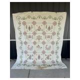 Vtg Cross stitch cotton sheet/panels 80"W x90"L...