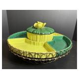 Vtg chip & dip lazy susan with rotating wire..