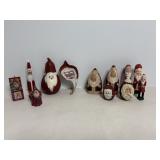 Hand Painted gourd Santa 3.5"H  & seed pod Santa..
