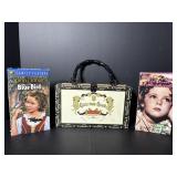Cigar box purse & Shirley Temple VHS movies