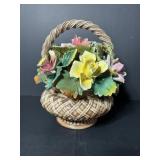 Vtg Capodimonte porcelain flower basket..