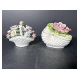 Georgian fine porcelain trinket dish & misc