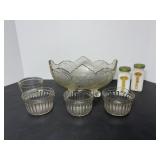 Vtg glass footed serving bowl, Vtg jelly..