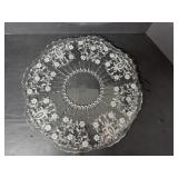 Prelude etched glass large platter -has scratches