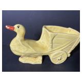 Vtg yellow McCoy duck with Wagon Planter...