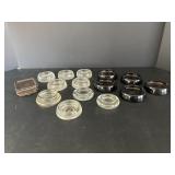 Vtg clear glass furniture coasters(9), amber ...