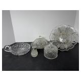 Vtg cut glass cover dish, bwol & ...