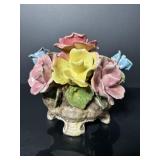 Vtg Capodimonte porcelain flower basket..