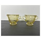 Vtg Yellow Depression glass cream & sugar set