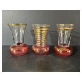 Vtg Bartlett Collins glass bud vases & pink with..