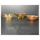 Vtg Carnival glass serving dishes