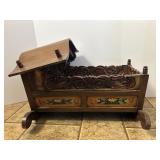 Vtg wooden doll cradle 16.5"W x 25"D x 15.5"H