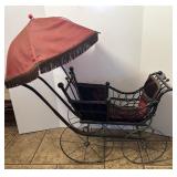 Vtg doll buggy with umbrella