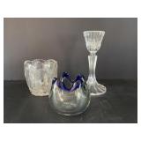 Vtg Murano style glass bowl, cut glass bowl &...