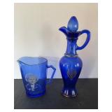 Vtg AVON glass decanter, & Shirley Temple glass...