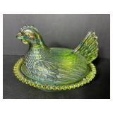 Irridescent glass covered chicken