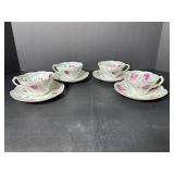 Vtg floral saucers & cups