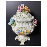 Vtg Bassan floral covered dish