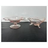 Pink Depression glass footed compote bowl & ...