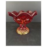 Vtg LE Smith moon & stars Amberina pedestal...