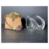 Purse pencil cup & glass paperweight