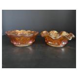 Vtg Carnival glass bowls 7" dia x 3"H