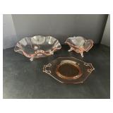 Vtg Lg & small Pink Depression footed bowl...