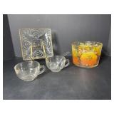 Vtg square gold trim dish & Vtg bowl &...