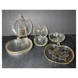 Vtg Apple snack plates, divided dishes & misc