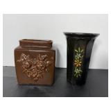 Vtg Guldkroken brown retangular planter...