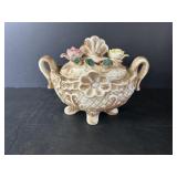 Vtg Capodimonte ceramic covered dish