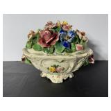 Vtg Italian Capodimonte lidded bowl