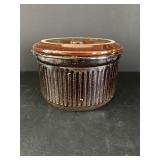 Vtg Ribbed glazed Stome ware casserole dish...