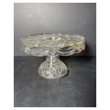 Vtg cut glass cake stand