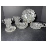 Vtg cut glass cream & sugar set & ...