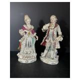 Vtg male / female porcelain Victorian figurines