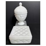 Avon Milk Glass Footed Candy & Square Dishes