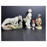 Vintage 5.5" Old Man, 3.5" Bisque Doll, Geisha &