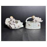 Vintage Cherub Porcelain Basket & Planter