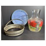 Vintage Carafe, Serving Caddy & Misc