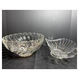 Glass Banana Bowl & Bowl 10.5" Dia