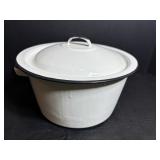 Vintage Enamelware Stock Pot White with Black Trim