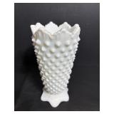 Vintage Fenton Hobnail Milk Glass Vase 5"H