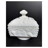 Vintage Westmoreland Milk Glass Lidded Dish