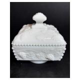 Vintage Westmoreland Milk Glass Lidded Dish