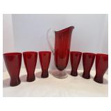 Red Pitcher & Glasses