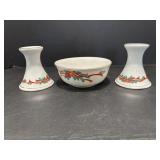 Tieshan Fine China Bowl & Candlestick Holders